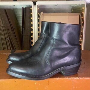 DURANGO Men's Size 10 EE Western Side Zipper Black Leather Ankle Boots TR820